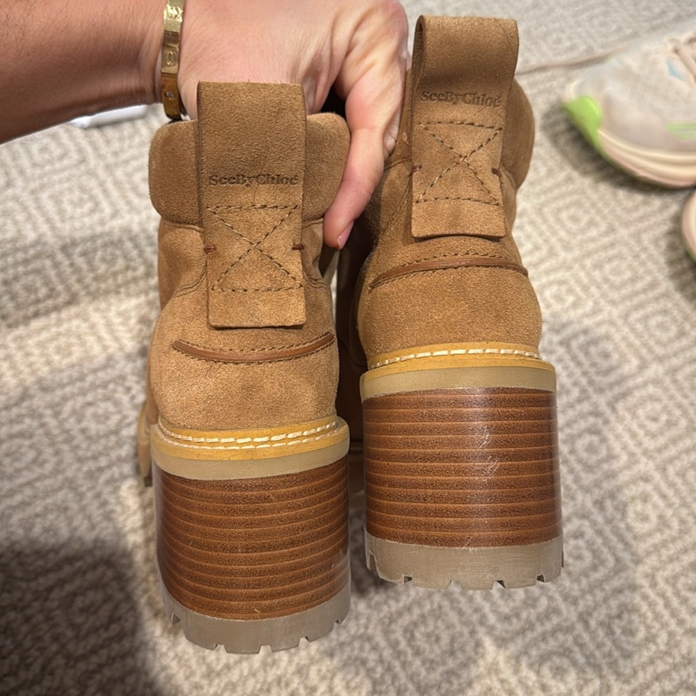 See by Chloe shearling trimmed ankle boots, size 40, never worn. - Picture 5 of 8